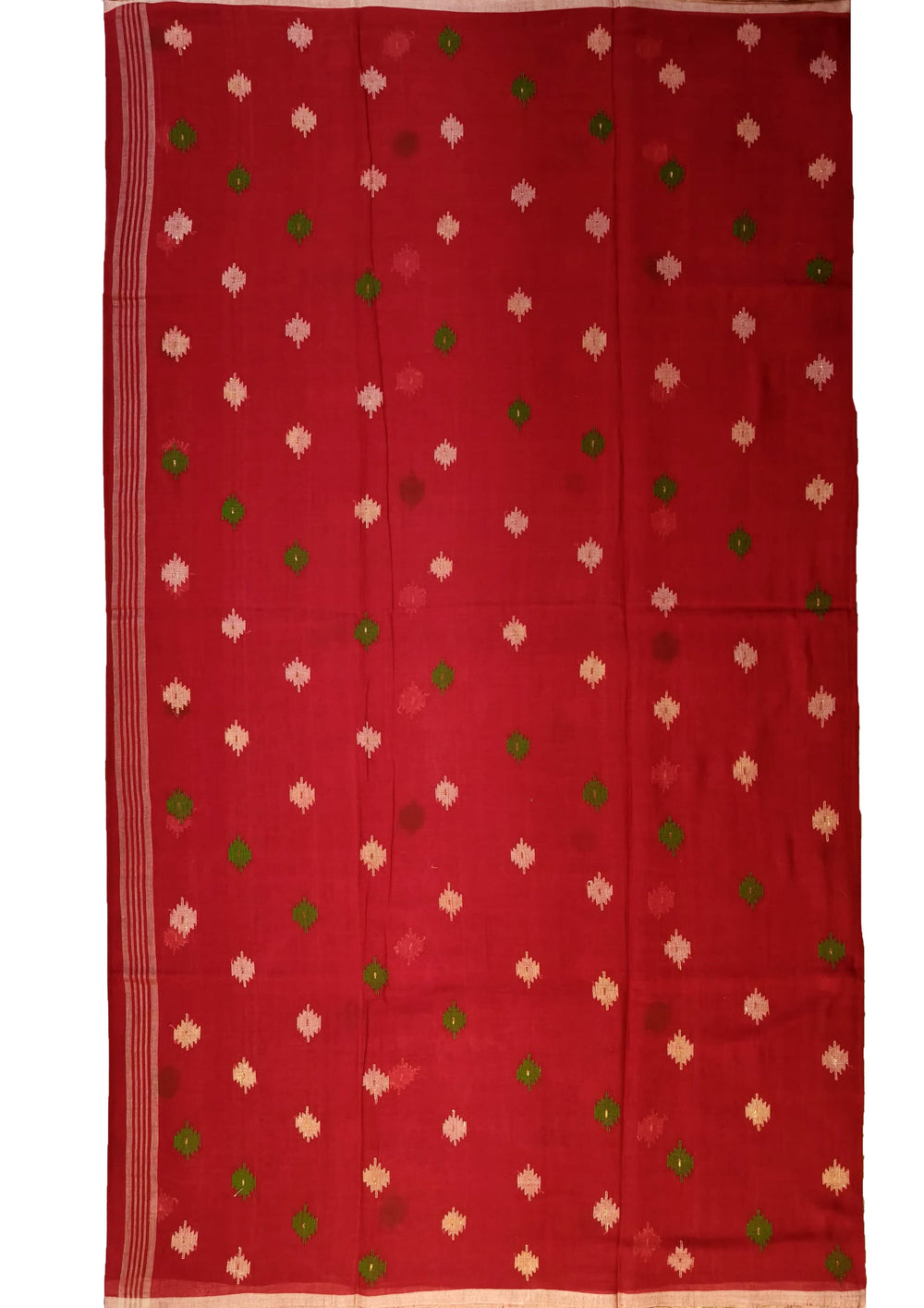 Cotton Jamdani Machi Buti- Red - Wefta
