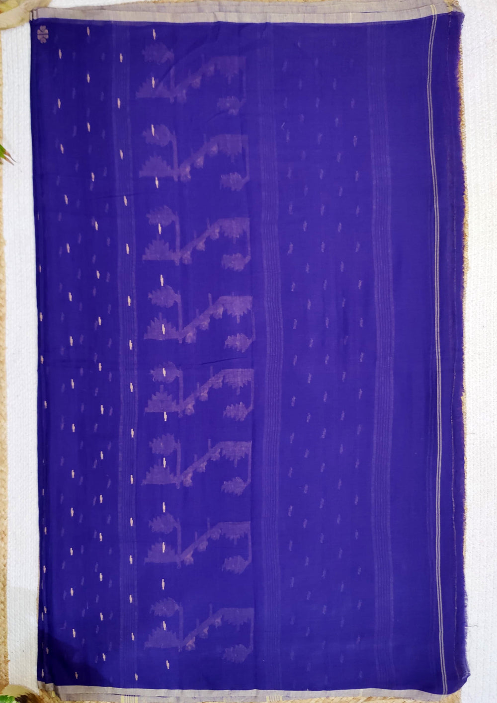 Cotton Jamdani Machi buti Saree- Purple - Wefta