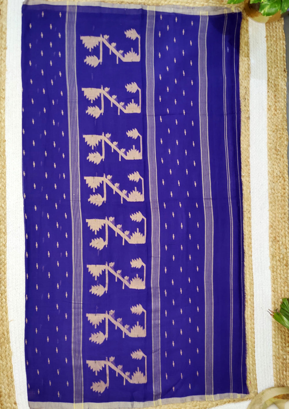 Cotton Jamdani Machi buti Saree- Purple - Wefta