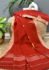 Cotton Jamdani Phool Buti - Orange - Wefta
