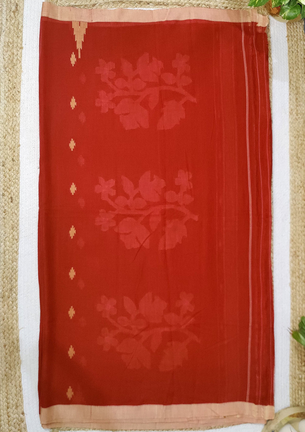 Cotton Jamdani Phool Buti - Orange - Wefta