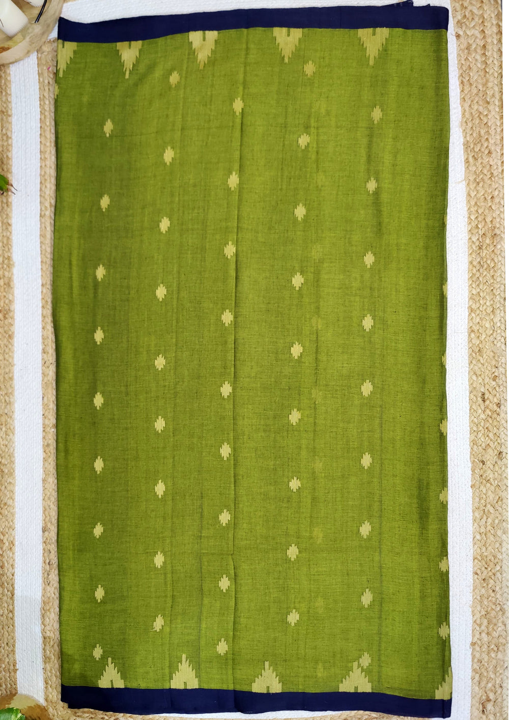 Cotton Jamdani Phool Buti Saree- Green - Wefta