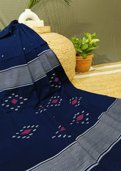 Cotton Jamdani Ruiton Buti Saree- Navy blue - Wefta