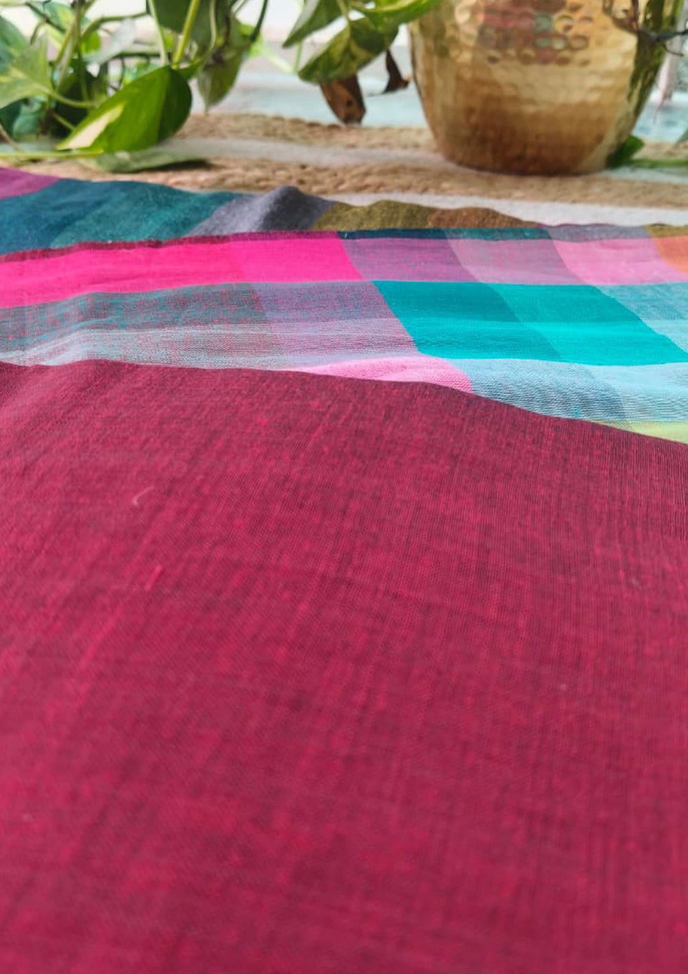 Cotton M14 - Multicolor Checks Maroon - Wefta