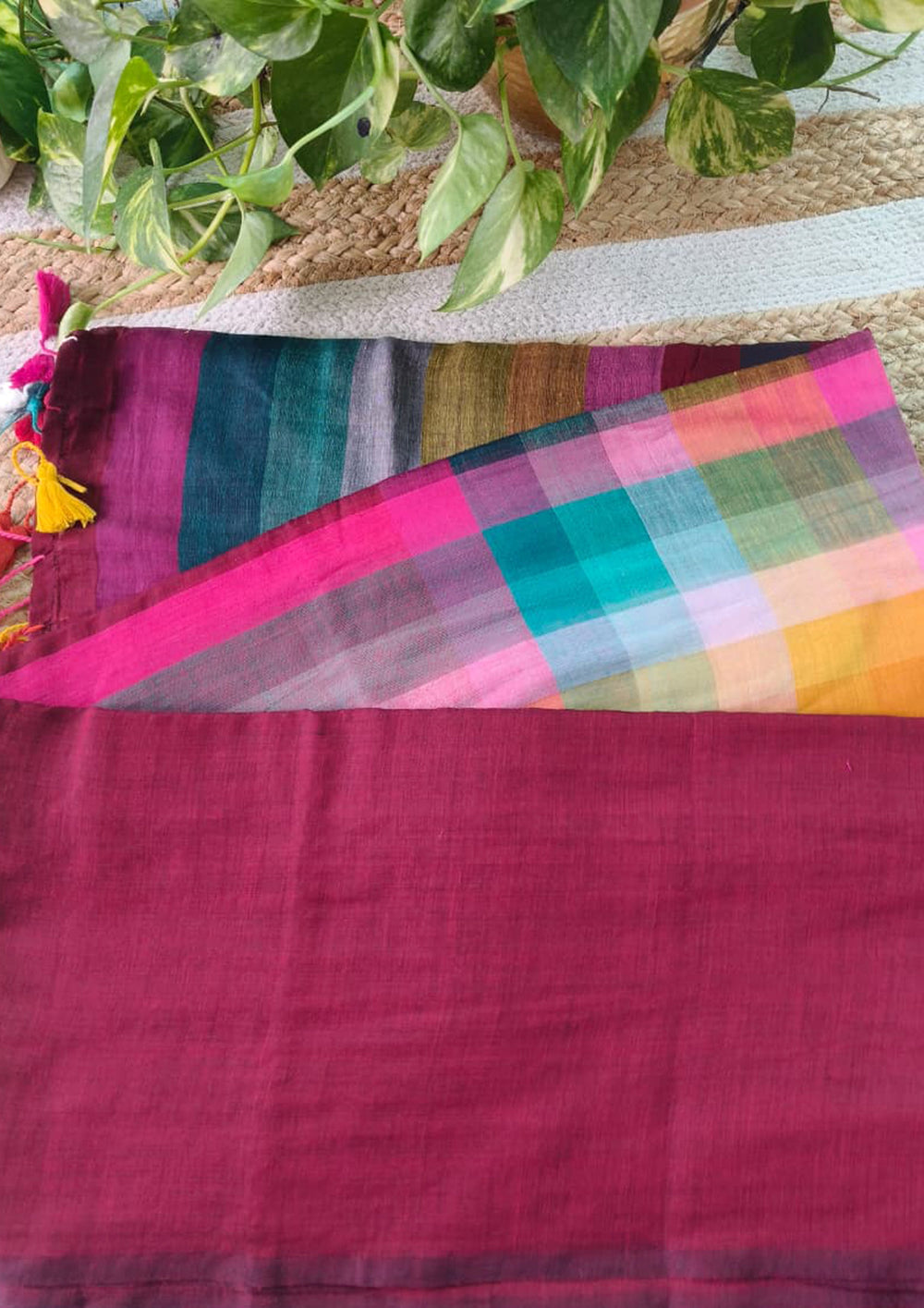 Cotton M14 - Multicolor Checks Maroon - Wefta