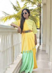 Cotton M5 - Light Blue & Lime Yellow - Wefta