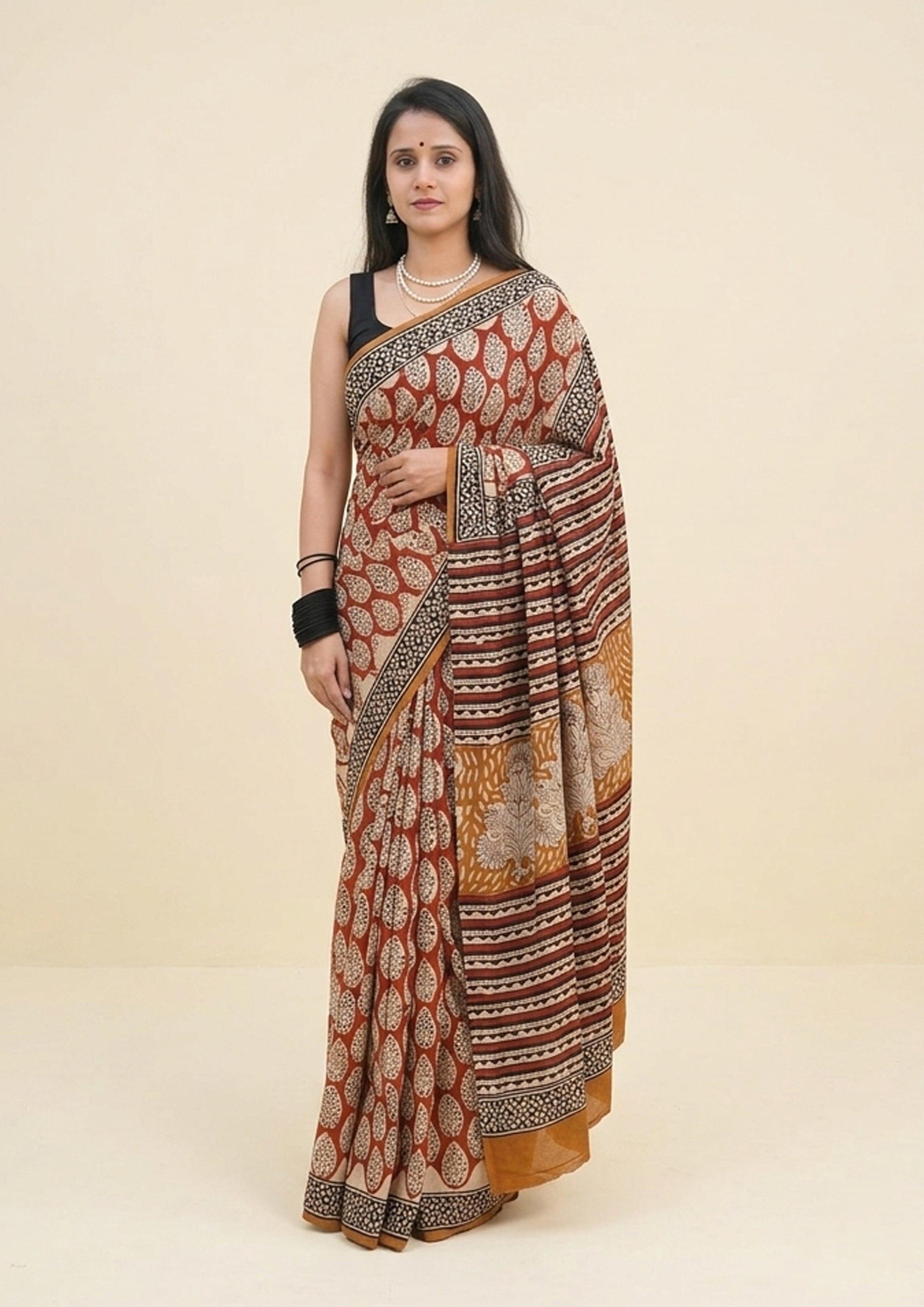 Bagru- Handblock Printed Cotton Saree- ATC15