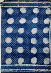 Dabu - Handblock print Chanderi Saree - 25 Indigo - Wefta