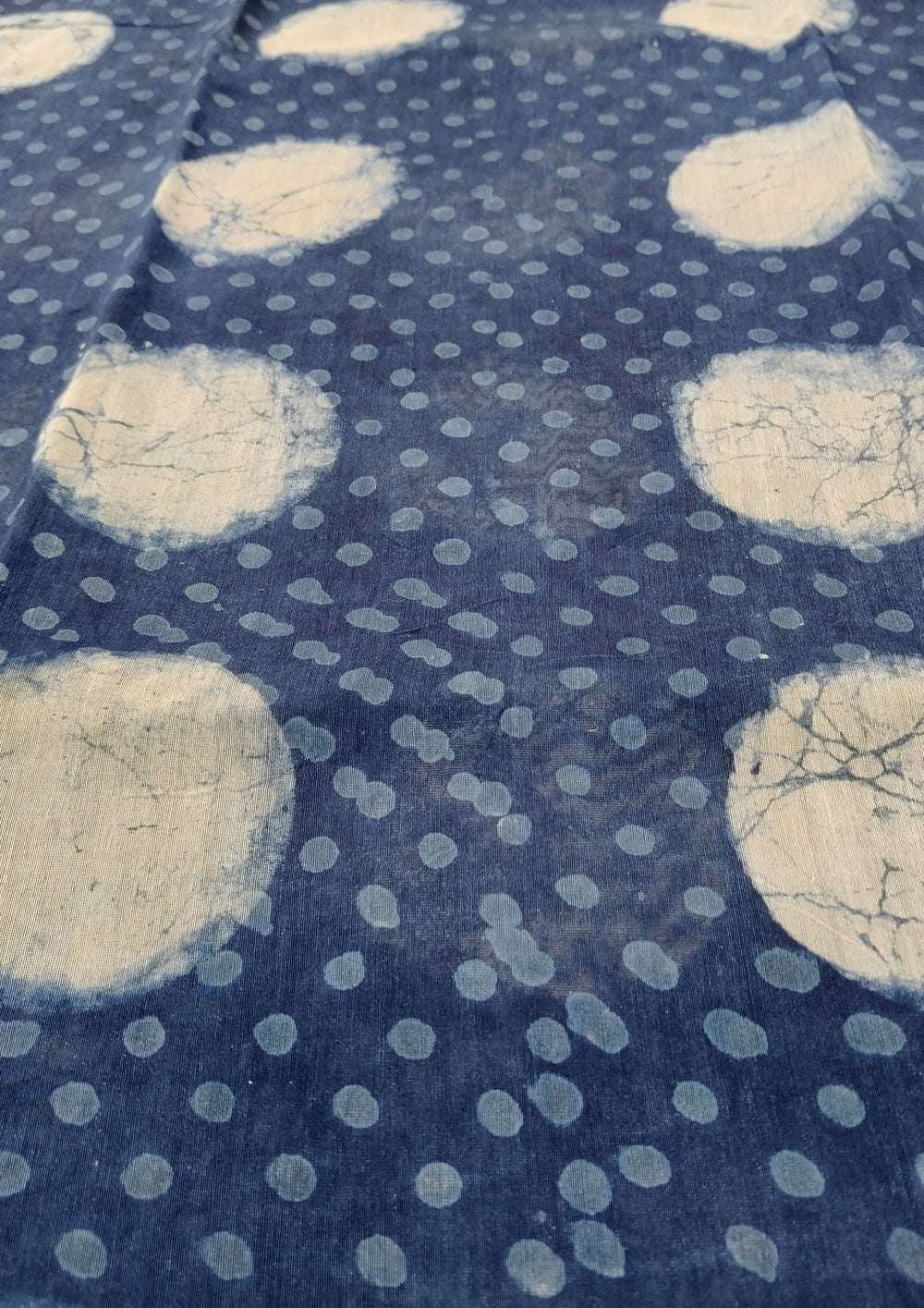Dabu - Handblock print Chanderi Saree - 25 Indigo - Wefta