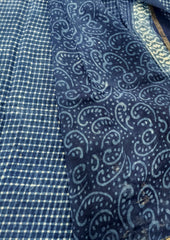 Dabu - Handblock print Chanderi Saree - 27 Indigo - Wefta