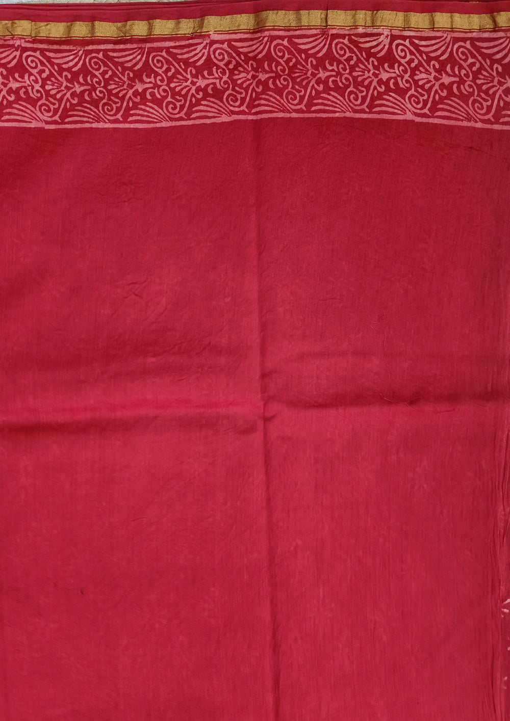 Dabu - Handblock print Chanderi Saree - 28 Red - Wefta