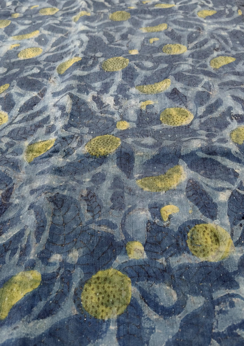 Dabu - Handblock Print Chanderi Saree - 29 Blue - Wefta