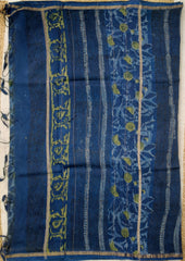Dabu - Handblock Print Chanderi Saree - 29 Blue - Wefta
