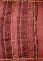 Dabu - Handblock print Chanderi Saree - 30 Maroon - Wefta