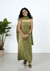 Dabu Handblock Print Suit D1 - Mehndi Green - Wefta