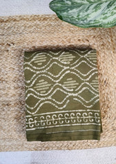 Dabu Handblock Print Suit D1 - Mehndi Green - Wefta