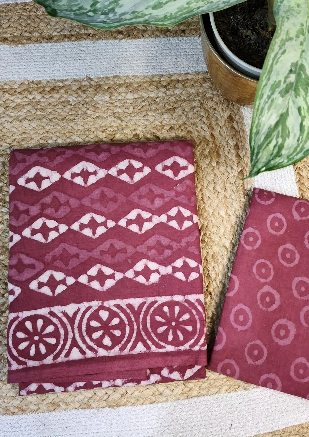 Dabu Handblock Print Suit D2 - Pink1 - Wefta