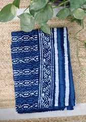 Dabu - Handblock printed Saree - 23 Indigo - Wefta