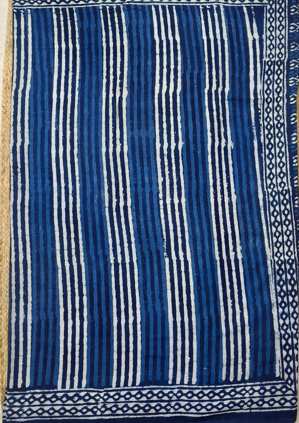 Dabu - Handblock printed Saree - 23 Indigo - Wefta