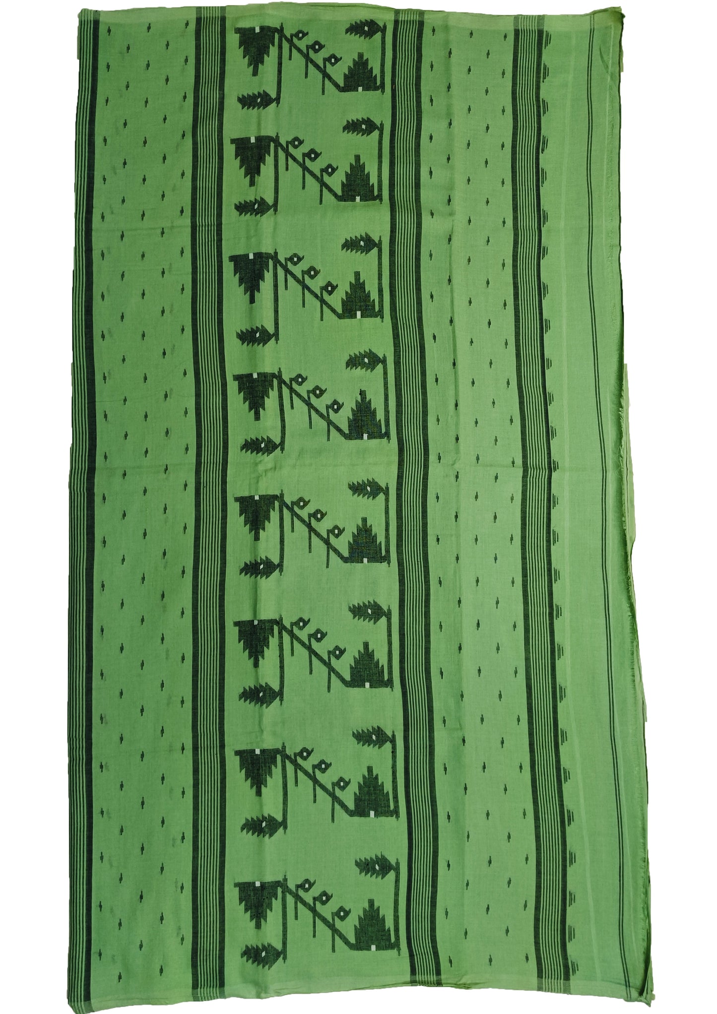 Cotton Jamdani Machi Buti Saree- Green