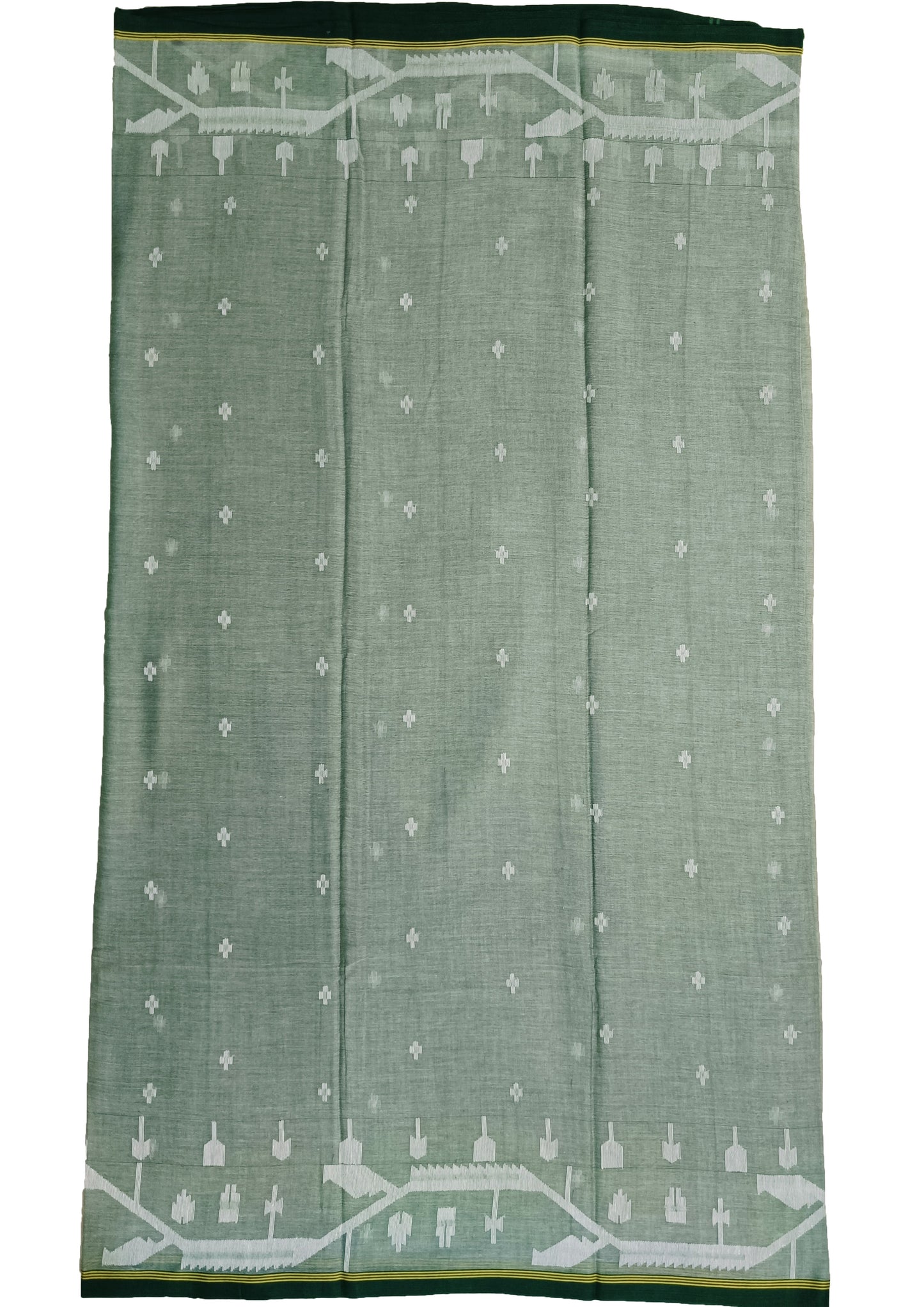 Cotton Jamdani Chir buti Saree- green