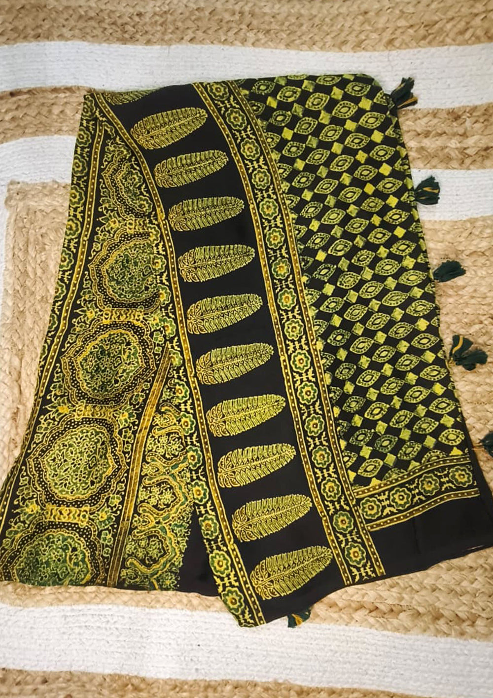 Handblock Printed Ajrakh Modal Dupatta - AJ01IFB - Wefta
