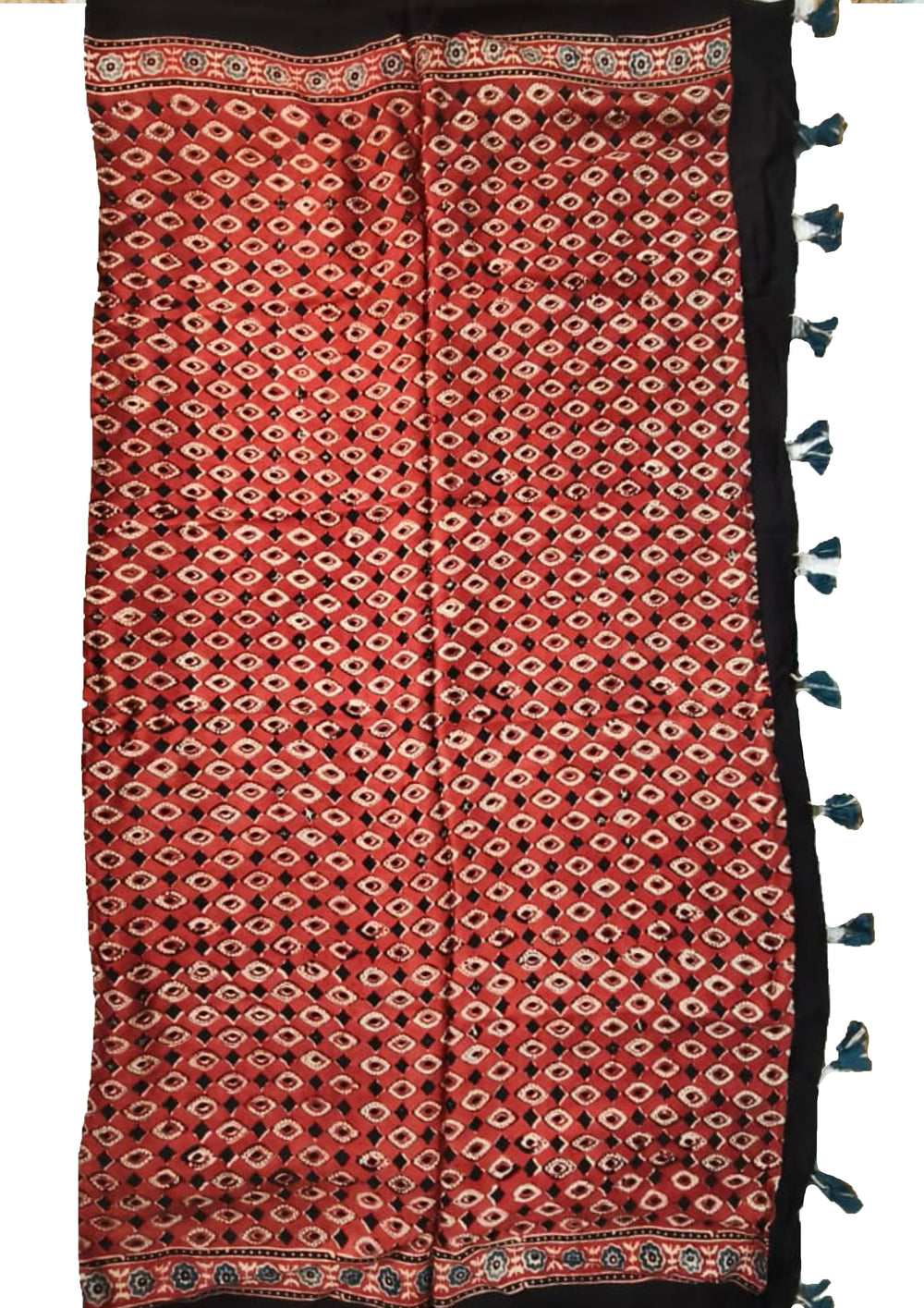 Handblock Printed Ajrakh Modal Dupatta - AJ03IFB - Wefta