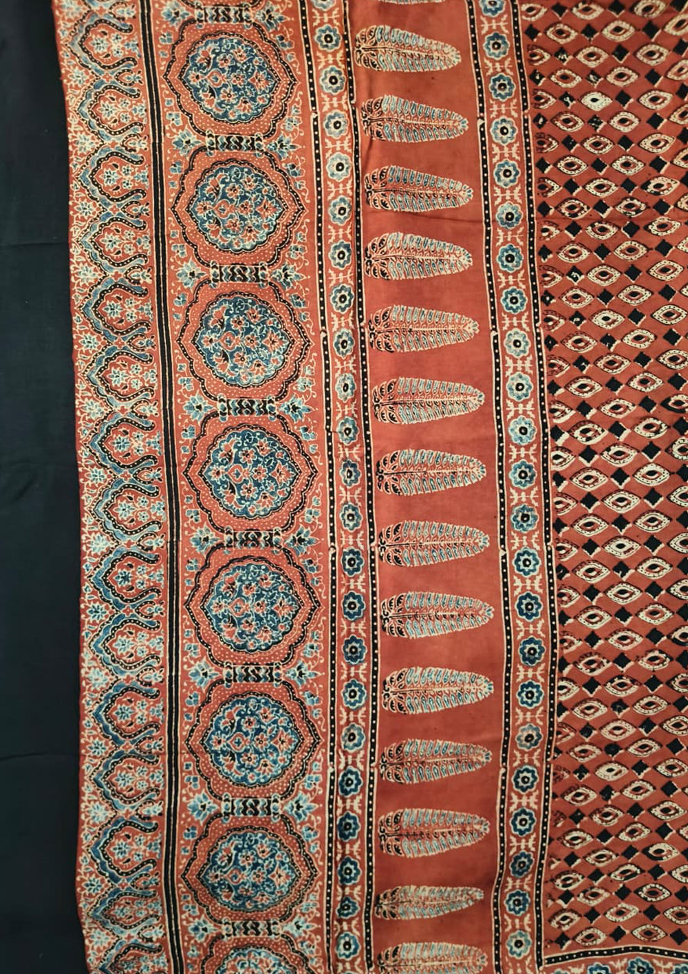 Handblock Printed Ajrakh Modal Dupatta - AJ03IFB - Wefta