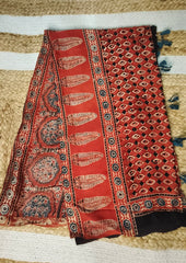 Handblock Printed Ajrakh Modal Dupatta - AJ03IFB - Wefta