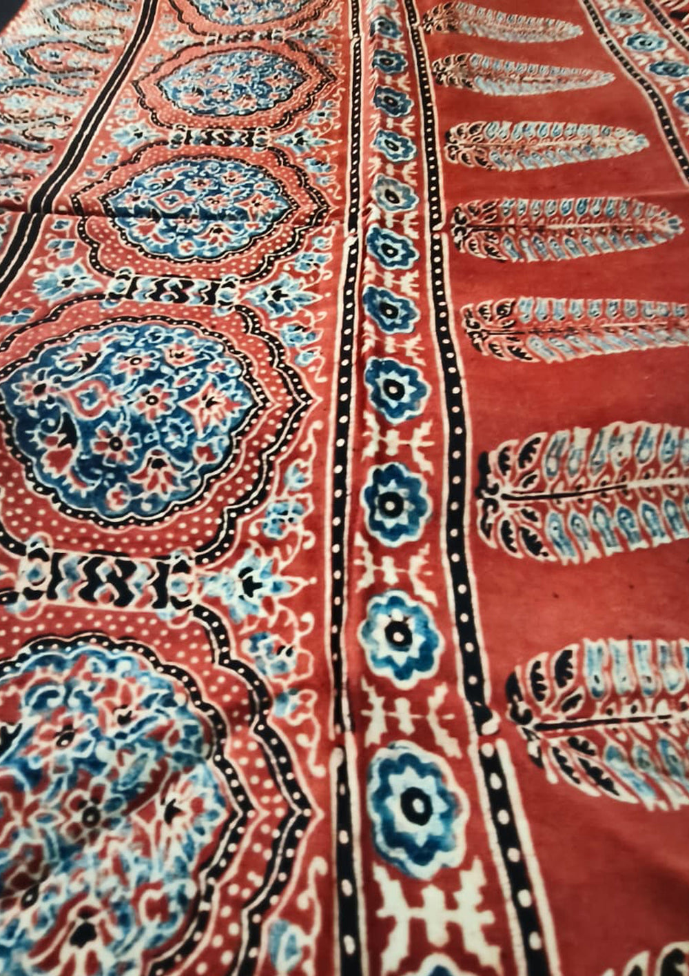 Handblock Printed Ajrakh Modal Dupatta - AJ03IFB - Wefta