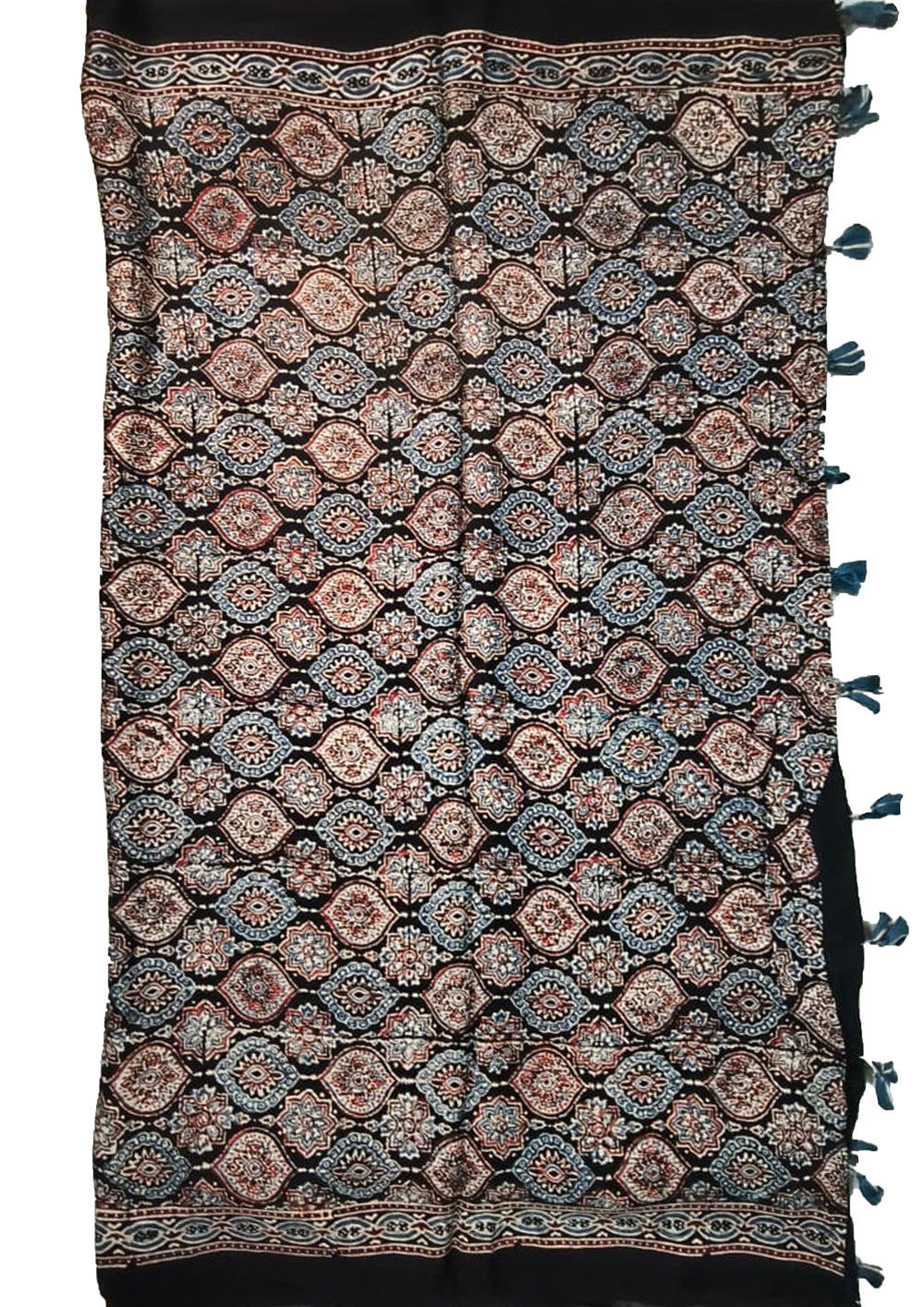 Handblock Printed Ajrakh Modal Dupatta - AJ04IFB - Wefta