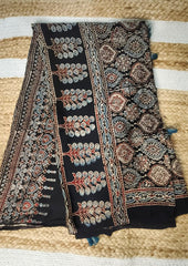 Handblock Printed Ajrakh Modal Dupatta - AJ04IFB - Wefta