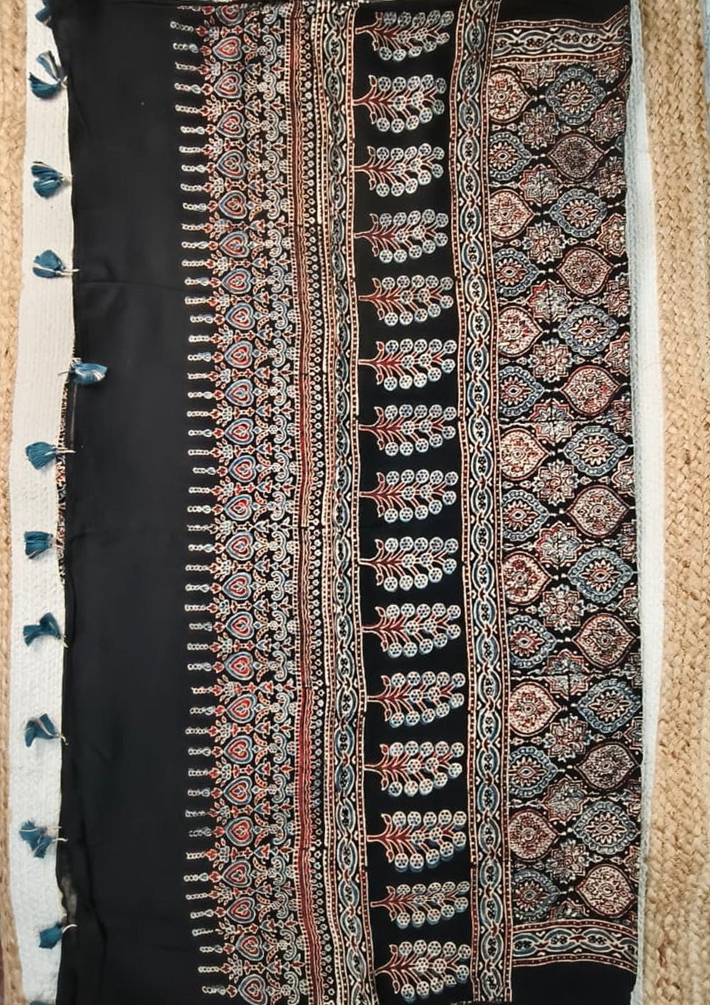 Handblock Printed Ajrakh Modal Dupatta - AJ04IFB - Wefta