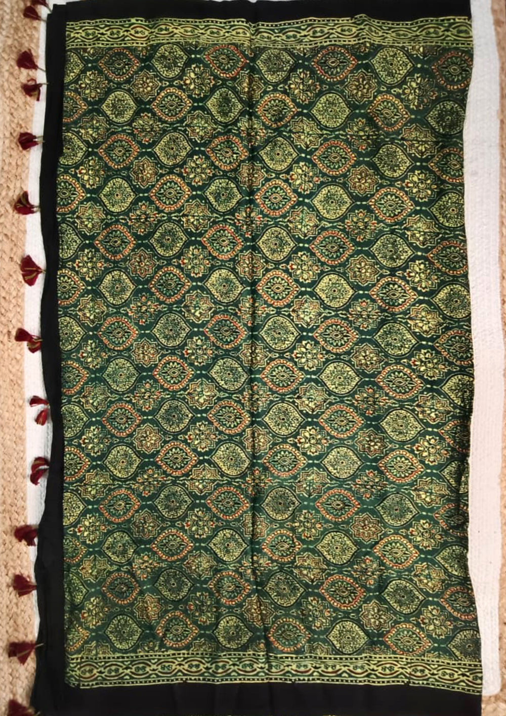Handblock Printed Ajrakh Modal Dupatta - AJ05IFB - Wefta