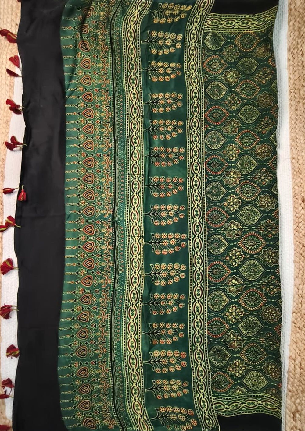 Handblock Printed Ajrakh Modal Dupatta - AJ05IFB - Wefta