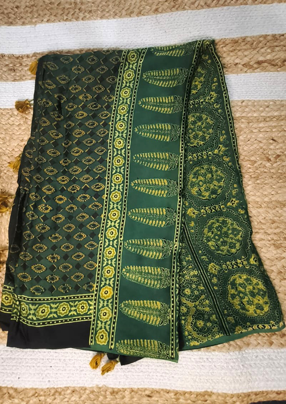 Handblock Printed Ajrakh Modal Dupatta - AJ06IFB - Wefta