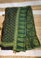 Handblock Printed Ajrakh Modal Dupatta - AJ06IFB - Wefta