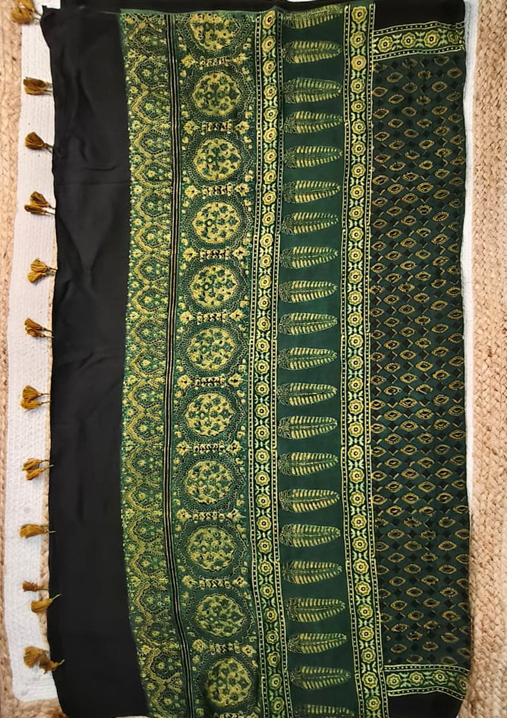 Handblock Printed Ajrakh Modal Dupatta - AJ06IFB - Wefta