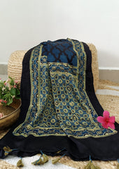 Handblock Printed Ajrakh Modal Stole - S10 - Wefta