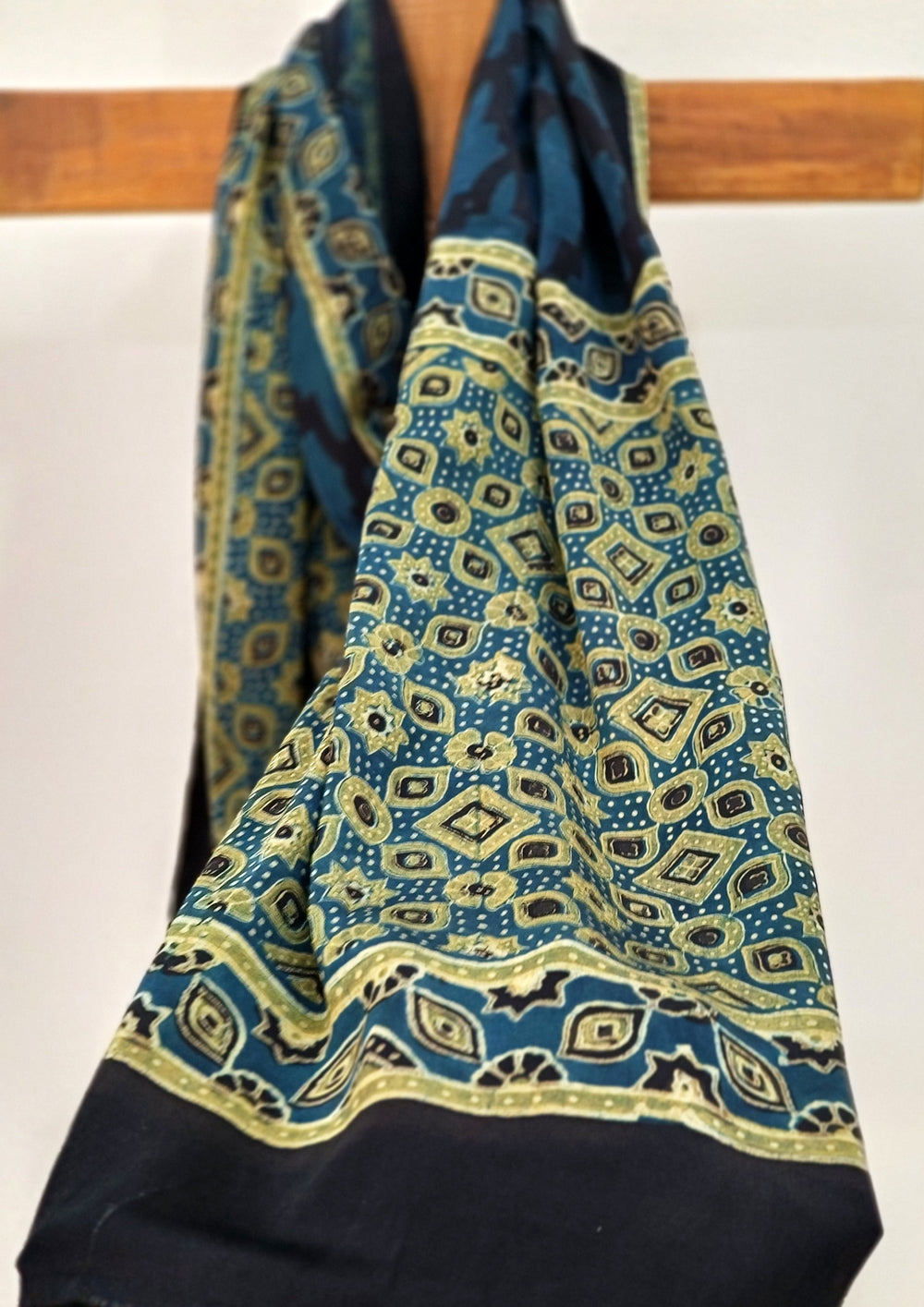 Handblock Printed Ajrakh Modal Stole - S10 - Wefta