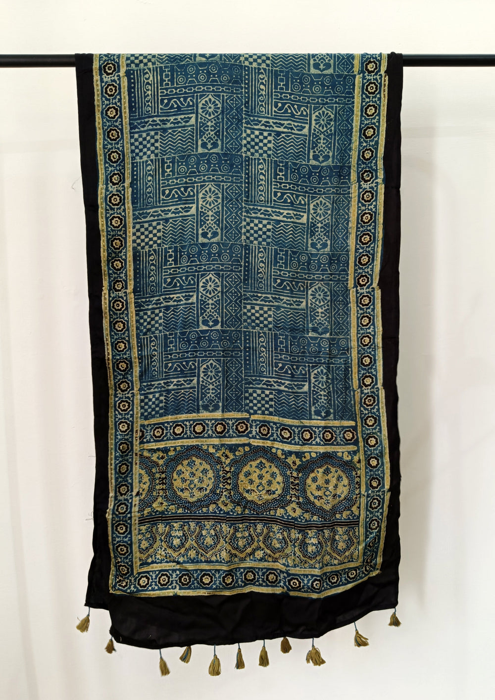 Handblock Printed Ajrakh Modal Stole - S2 - Wefta