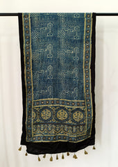 Handblock Printed Ajrakh Modal Stole - S2 - Wefta