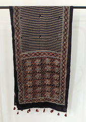 Handblock Printed Ajrakh Modal Stole - S4 - Wefta
