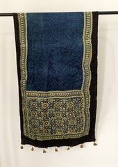 Handblock Printed Ajrakh Modal Stole - S8 - Wefta