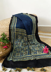 Handblock Printed Ajrakh Modal Stole - S8 - Wefta