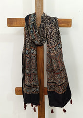 Handblock Printed Ajrakh Modal Stole - S9 - Wefta
