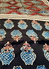 Handblock Printed Ajrakh Modal Stole - SM11Ib - Wefta