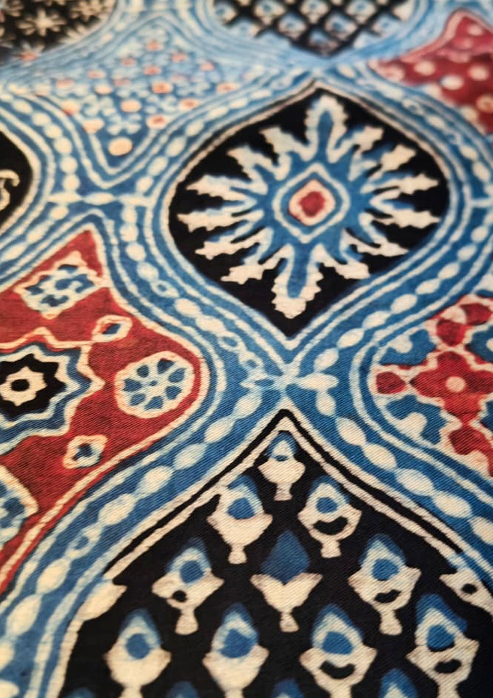 Handblock Printed Ajrakh Modal Stole - SM12Ib - Wefta