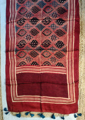 Handblock Printed Ajrakh Modal Stole - SM13Ib - Wefta