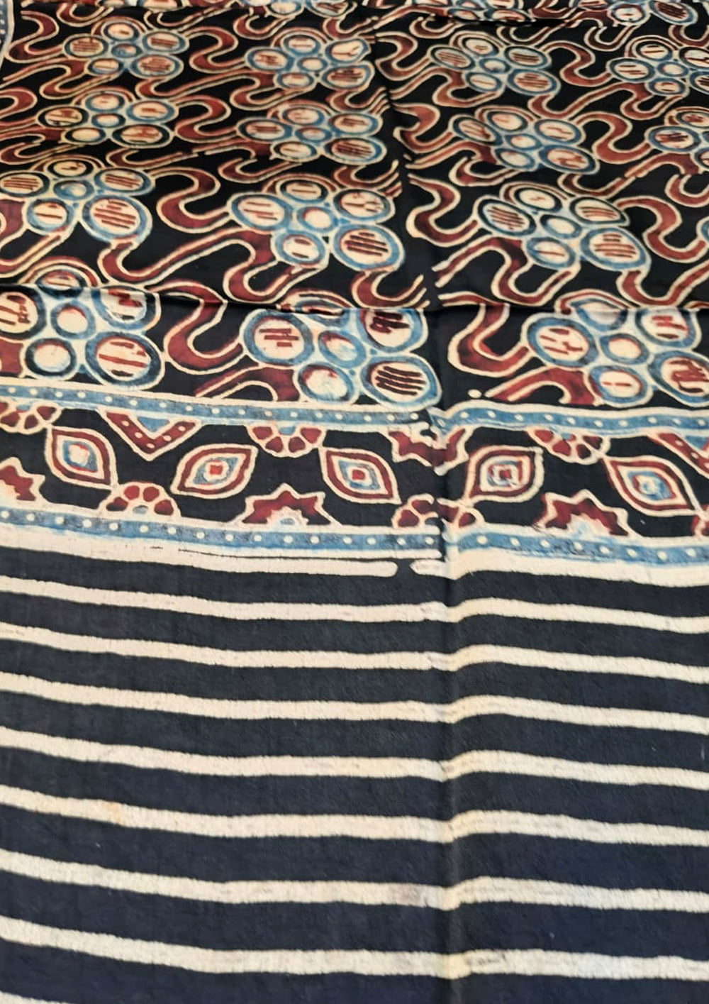 Handblock Printed Ajrakh Modal Stole - SM14Ib - Wefta